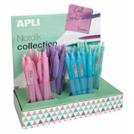 Długopis automatyczny żelowy APLI Nordik, trójkątny, wkład niebieski, mix kolorów pastel