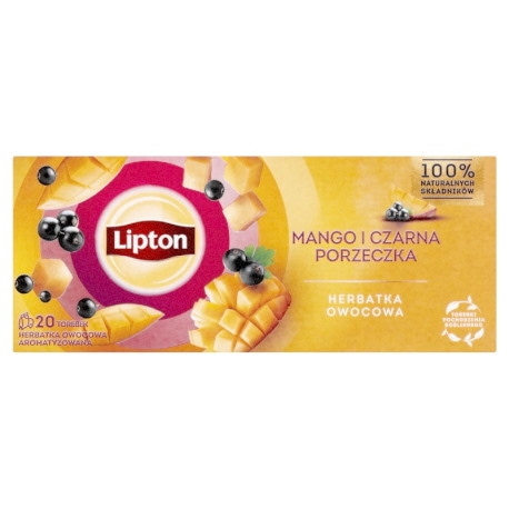 Herbata LIPTON owocowa, mango i czarna porzeczka, 20 torebek