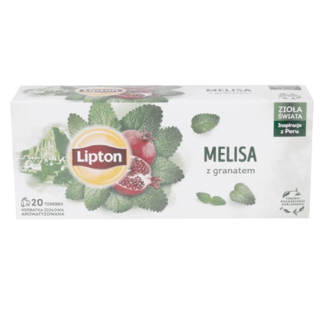 Herbata LIPTON ziołowa, melisa z granatem, 20 torebek