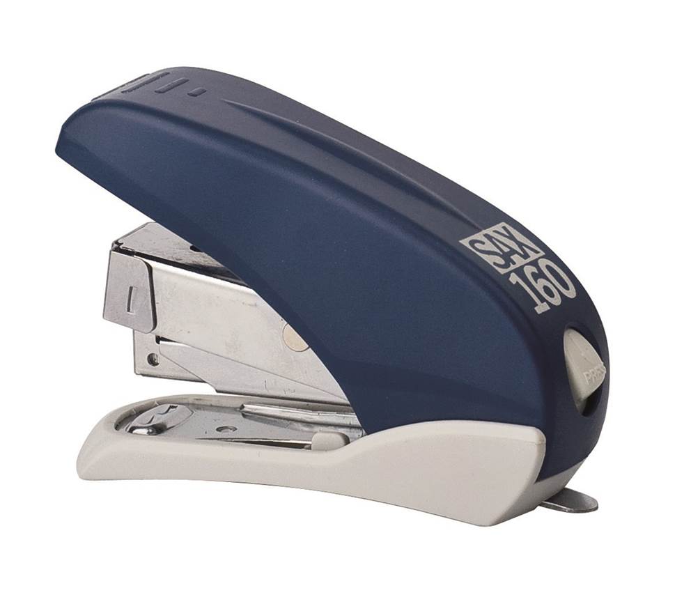 Zszywacz SAX160, zszywa do 16 kartek, front loader, łatwiejsze zszywanie, niebieski