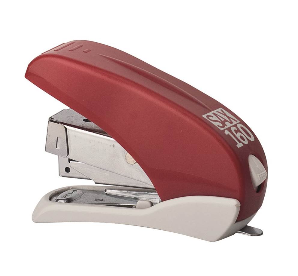 Zszywacz SAX160, zszywa do 16 kartek, front loader, łatwiejsze zszywanie, czerwony