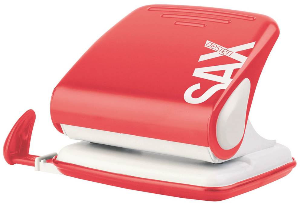 Dziurkacz SAXDesign 418 paperbox, dziurkuje do 25 kartek, czerwony