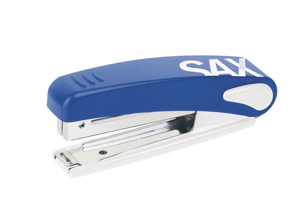 Zszywacz SAXDesign 219, zszywa do 10 kartek, zintegrowany rozszywacz, niebieski