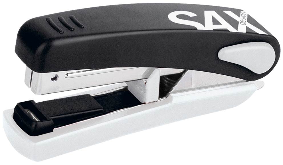 Zszywacz SAXDesign 519, zszywa do 20 kartek, na płasko, zintegrowany rozszywacz, czarny