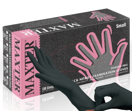 Rękawice nitrylowe bezpudrowe, MAXTER 6.0, 100 szt., rozmiar S, czarne