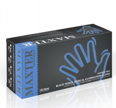 Rękawice nitrylowe bezpudrowe, MAXTER 6.0, 100 szt., rozmiar M, czarne
