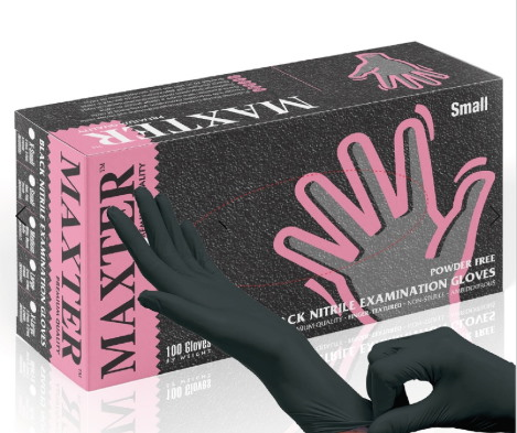 Rękawice nitrylowe bezpudrowe, MAXTER 6.0, 100 szt., rozmiar L, czarne