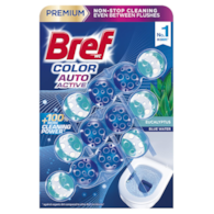 Kulki myjąco-zapachowe do toalet BREF Color Auto Active Eukaliptus, barwiące, 3x50g