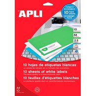 Etykiety uniwersalne APLI, 70x37mm, prostokątne, białe 10 ark.