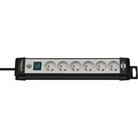 Listwa zasilająca BRENNENSTUHL PREMIUM-LINE, 6 gniazd, 3m, z wył., zaczep, czarno-szara