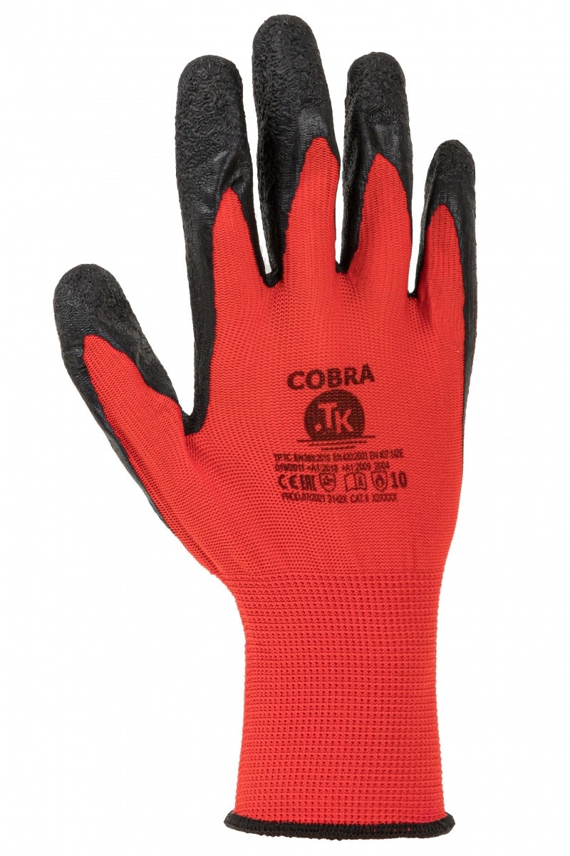 RĘKAWICE COBRA TK, MONTAŻOWE, ROZM. 10, CZERWONE