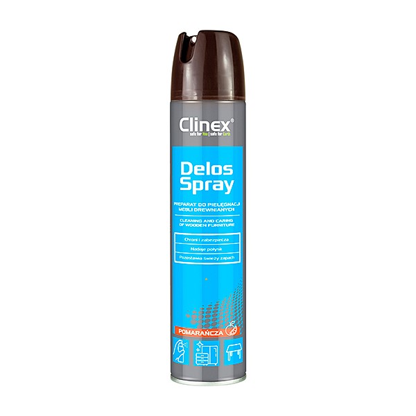 Spray do pielęgnacji i czyszczenia mebli drewnianych CLINEX Delos Shine, 300ml typu Pronto