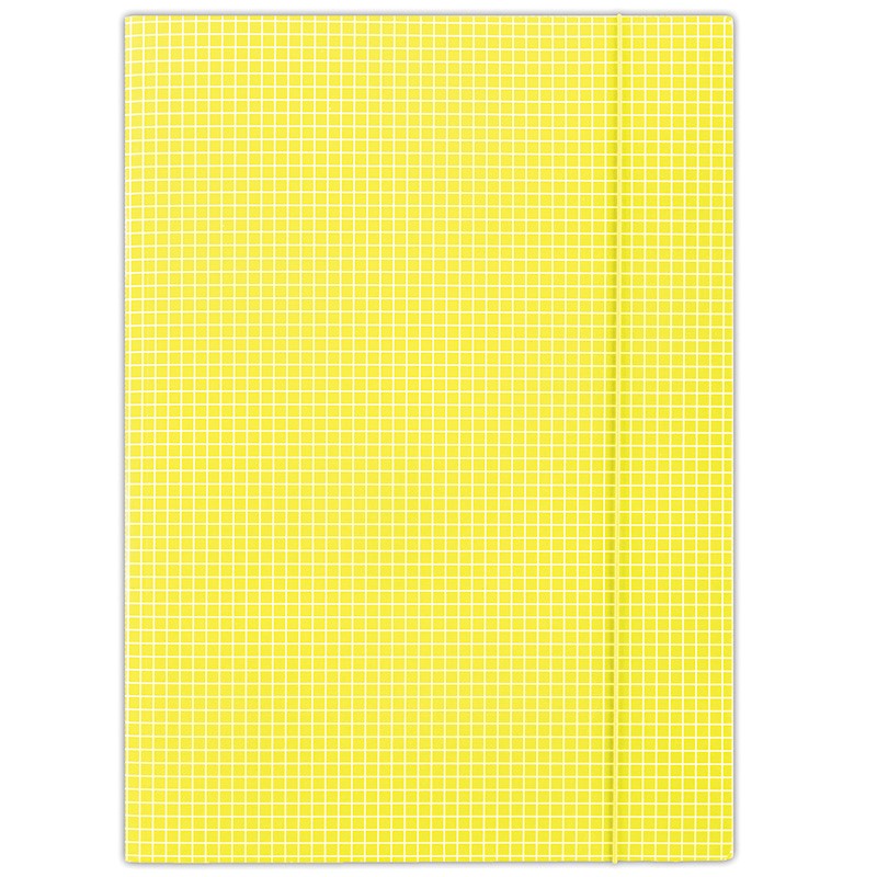 Teczka z gumką DONAU, karton, A4, 400gsm, 3-skrz., żółta w kratę