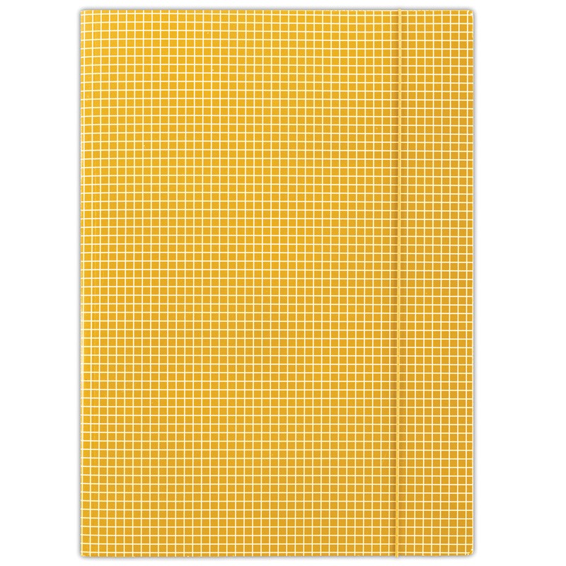 Teczka z gumką DONAU, karton, A4, 400gsm, 3-skrz., pomarańczowa w kratę