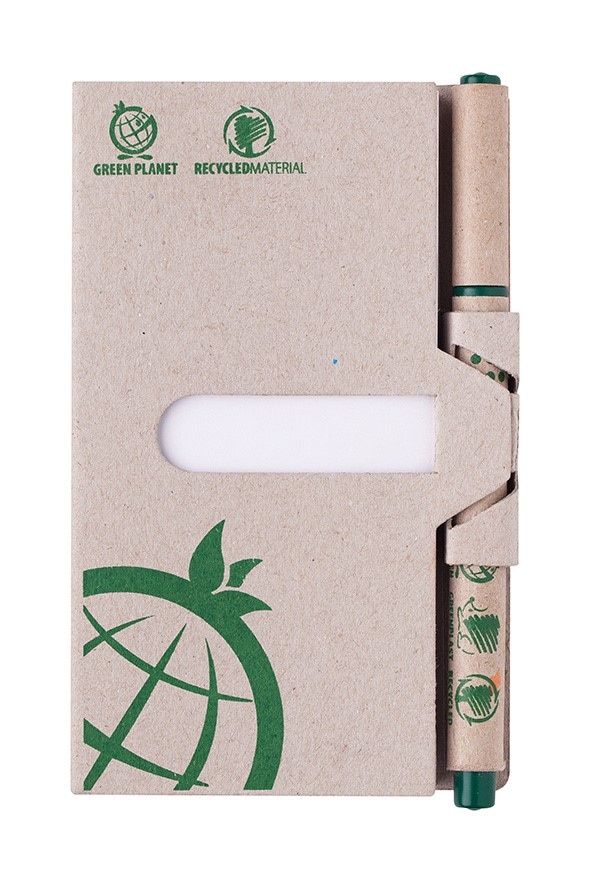 Zestaw mini notatnik z długopisem ICO Green, brązowy