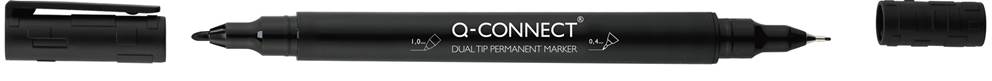 Marker do płyt CD/DVD Q-CONNECT, Dual, 0,4mm i 1 mm (linia), czarny