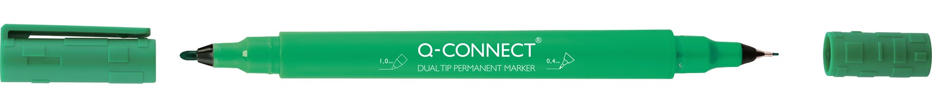 Marker do płyt CD/DVD Q-CONNECT, Dual, 0,4mm i 1 mm (linia), zielony