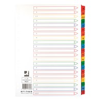 Przekładki Q-CONNECT Mylar, karton, A4, 225x297mm, A-Z, 21 kart, lam. indeks, mix kolorów