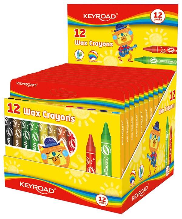 Kredki świecowe KEYROAD, 12szt., 11mm, pakowane na displayu, mix kolorów
