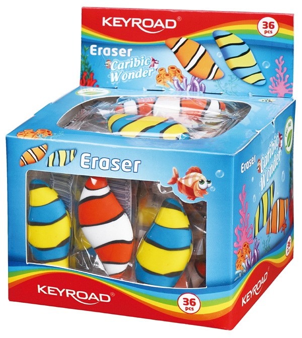 Gumka uniwersalna KEYROAD Caribic Wonder, pakowane na displayu, mix kolorów