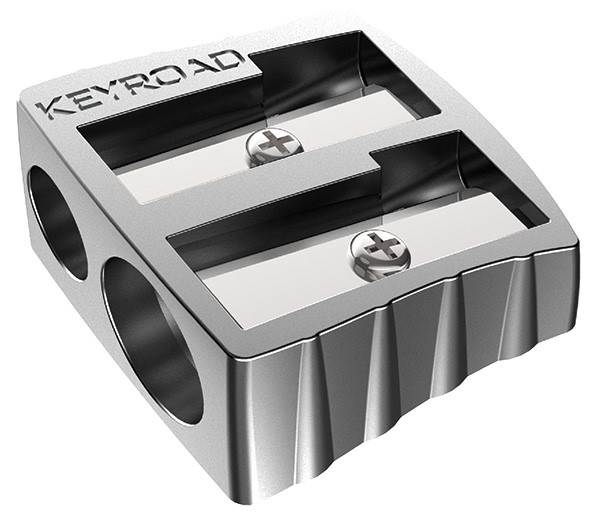 Temperówka KEYROAD, aluminiowa, podwójna, pakowana na displayu, srebrna