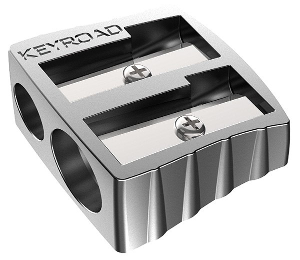 Temperówka KEYROAD, aluminiowa, podwójna, pakowana na displayu, srebrna