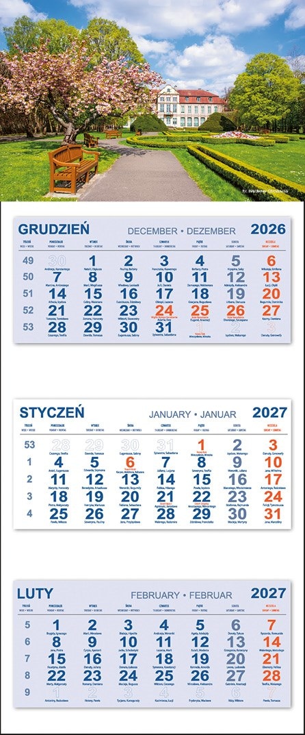 Kalendarz Trójdzielny 2027 OLIWA PARK