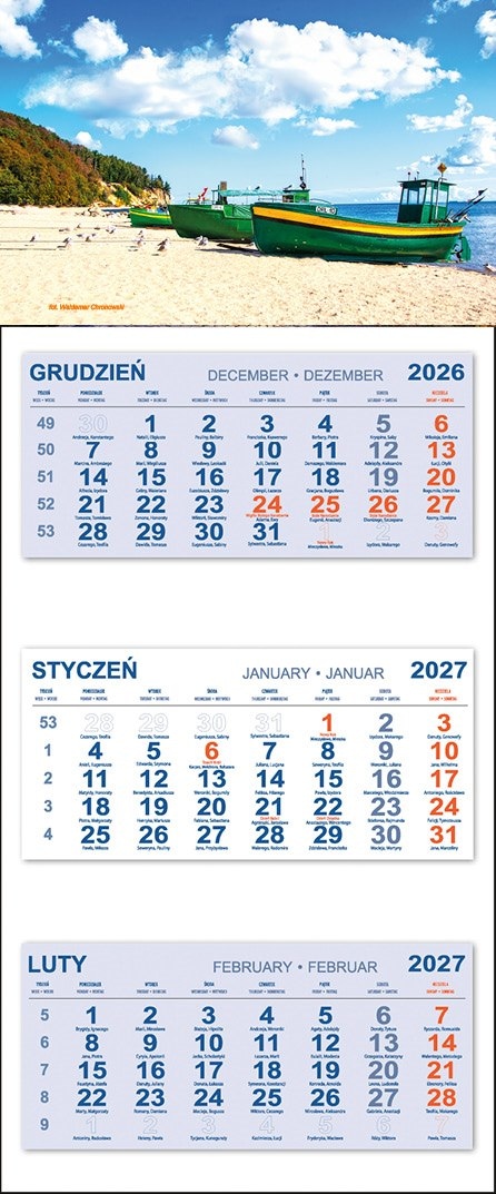 Kalendarz Trójdzielny 2027 GDYNIA ŁODZIE