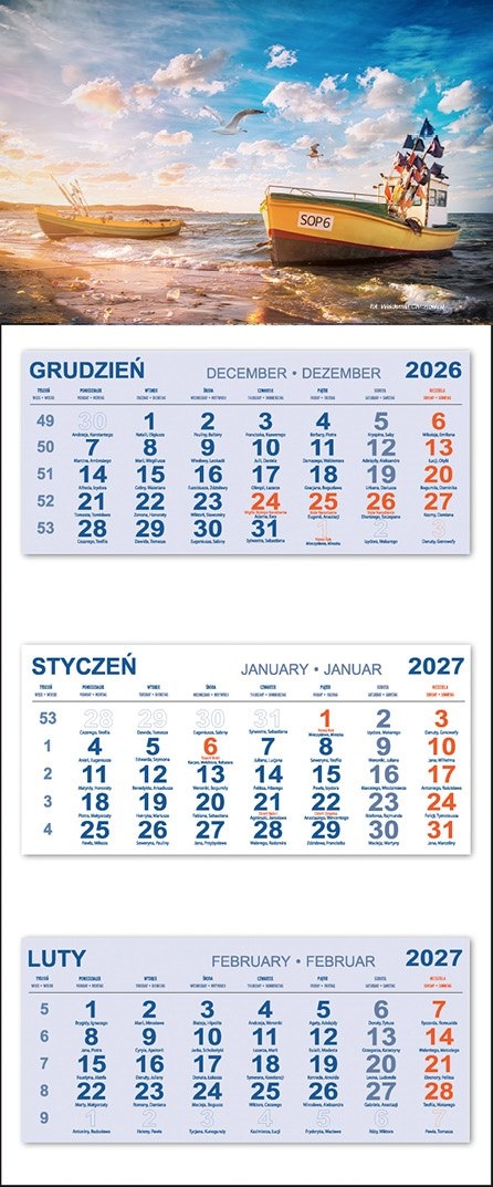 Kalendarz Trójdzielny 2027 SOPOT ŁODZIE