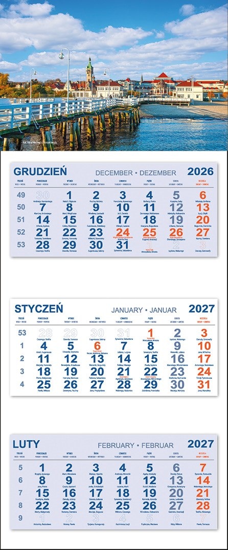 Kalendarz Trójdzielny 2027 SOPOT MOLO