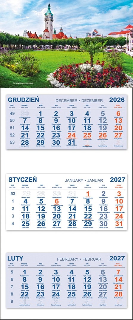 Kalendarz Trójdzielny 2027 SOPOT LATARNIA MORSKA