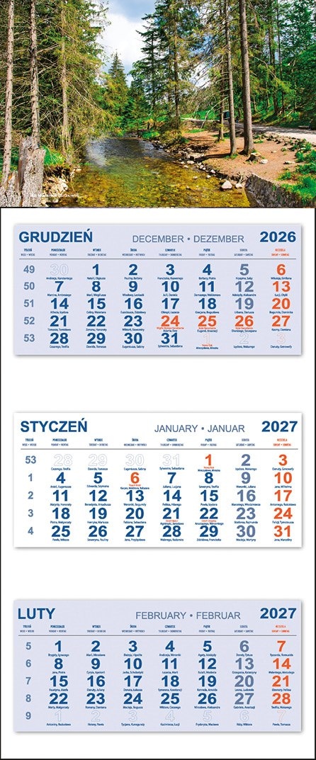 Kalendarz Trójdzielny 2027 GÓRY POTOK