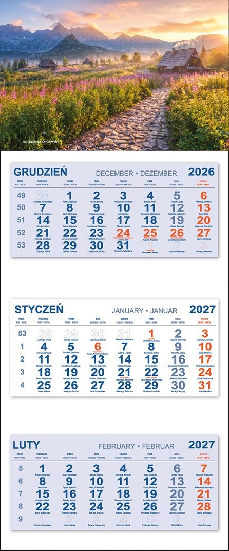 Kalendarz Trójdzielny 2027 GÓRY SCHRONISKO