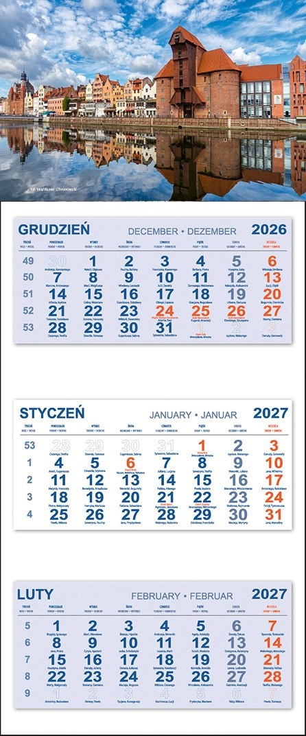 Kalendarz Trójdzielny 2027 ŻURAW DZIEŃ