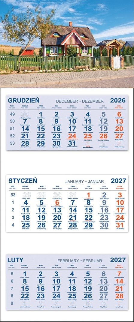 Kalendarz Trójdzielny 2027 DOMEK