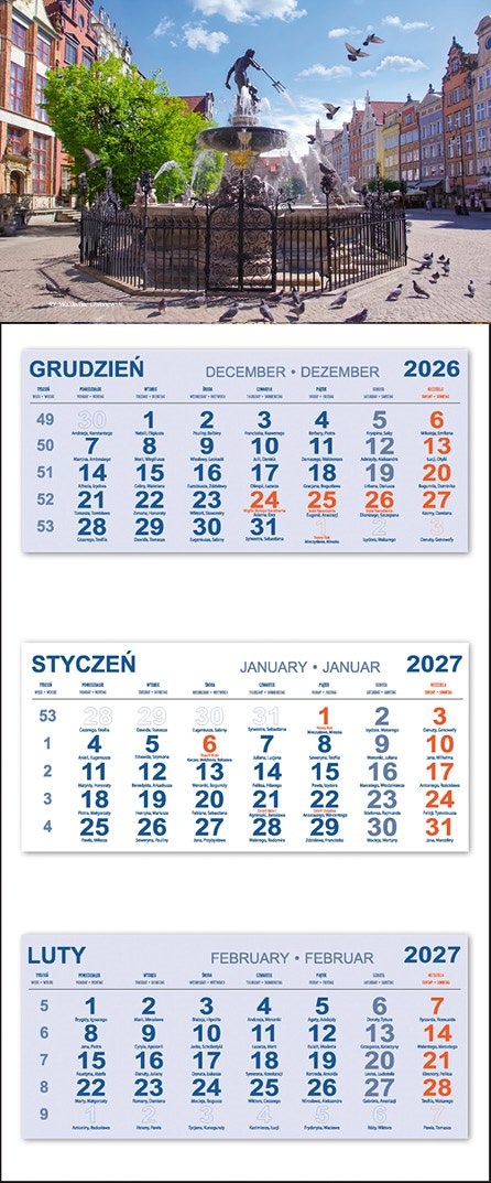 Kalendarz Trójdzielny 2027 NEPTUN DZIEŃ