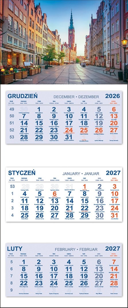 Kalendarz Trójdzielny 2027 GDAŃSK DŁUGA