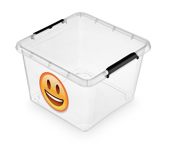 Pojemnik do przechowywania MOXOM Simple Box EMOTIKON, 1-32l, (390 x 390 x 260mm), transparentny