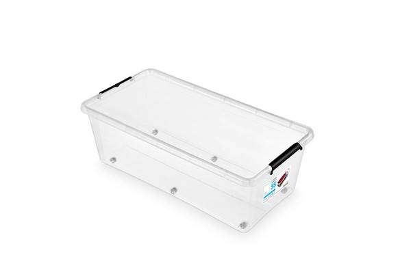 Pojemnik do przechowywania MOXOM Simple box, 55l, na kółkach, transparentny