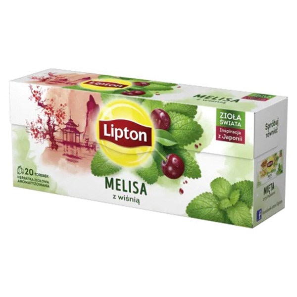 Herbata LIPTON ziołowa, melisa z wiśnią, 20 torebek