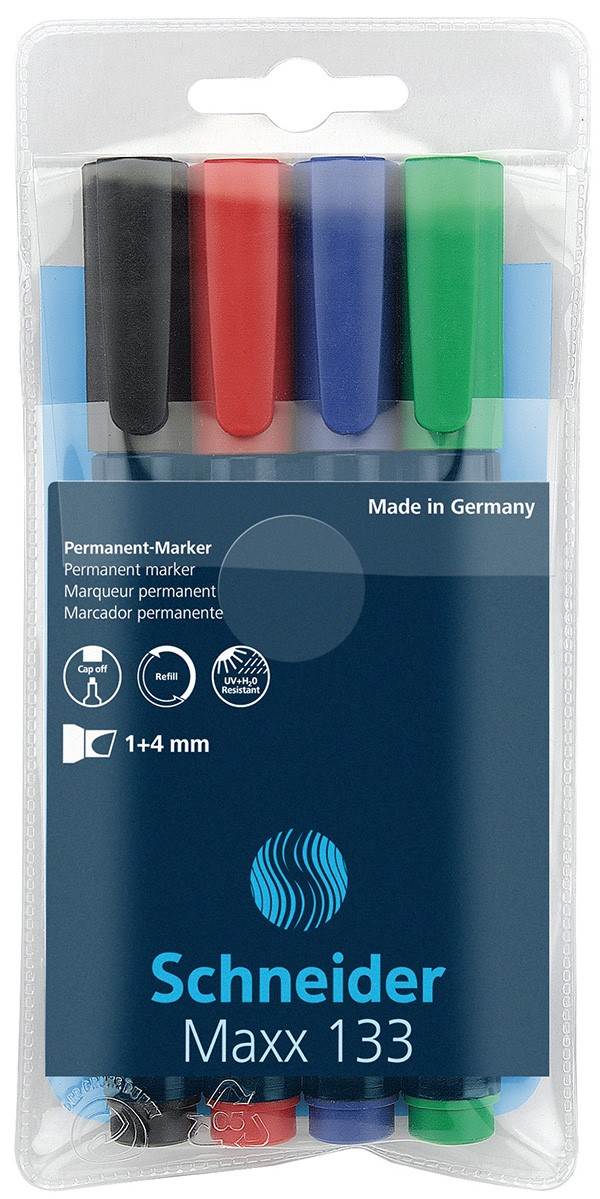 Zestaw markerów uniwersalnych SCHNEIDER Maxx 133, 1-4 mm, 4 szt., miks kolorów