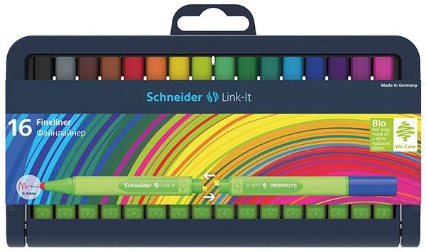 Cienkopis SCHNEIDER Link-It, 0,4mm, stojak - podstawka, 16szt. mix kolorów