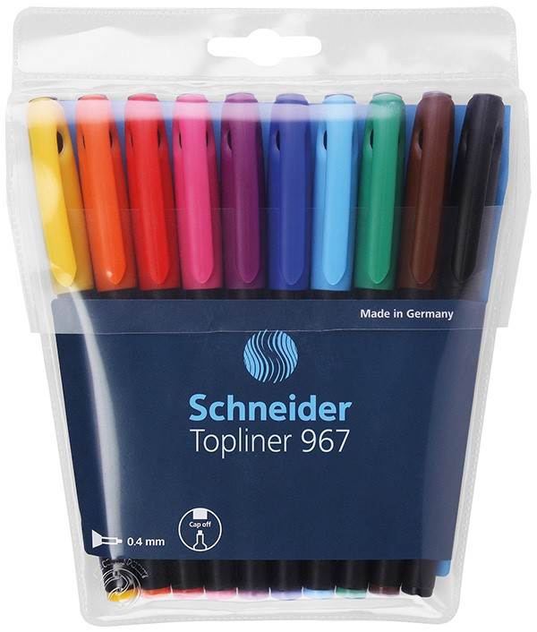 Zestaw cienkopisów SCHNEIDER Topliner 967, 0,4 mm, 10 szt., miks kolorów