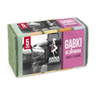 Gąbki do zmywania ANNA ZARADNA, prostokątne,  5 szt., mix kolorów