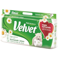 Papier Toaletowy celulozowy VELVET Rumianek i Aloes,  3-warstwowy, 8szt., biały