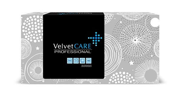 Chusteczki kosmetyczne celulozowe VELVET Professional Box, 2-warstwowe, 100 listków, biały