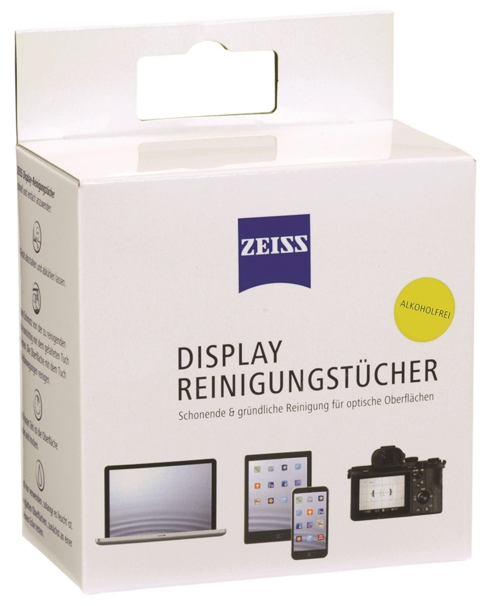 Chusteczki do czyszczenia ekranów, tabletów i laptopów ZEISS, 10 szt., białe